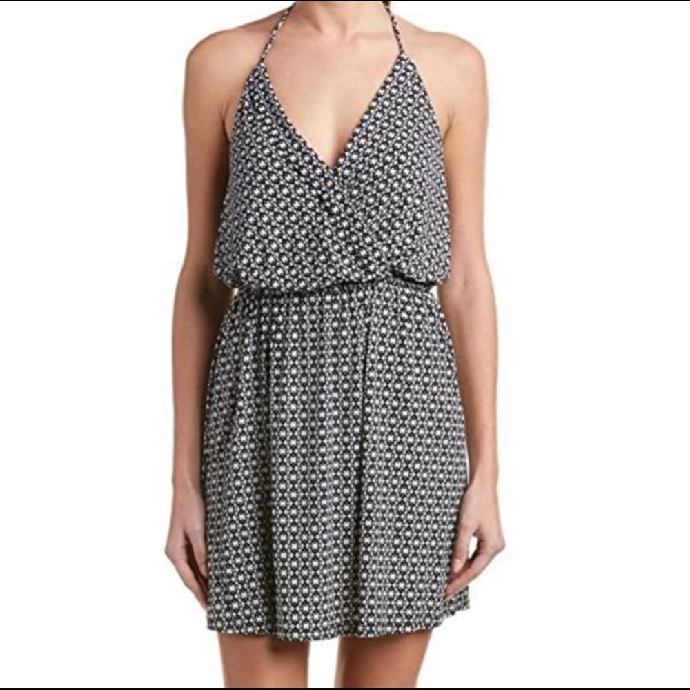 BCBGeneration Printed Surplice Halter V-Ne…